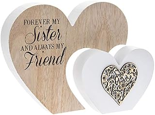 The Leonardo Collection LP43429 Plaque | Double Heart Sister Sentiments | 1 Piece-21x19x16 cm Accessory, Multicolored
