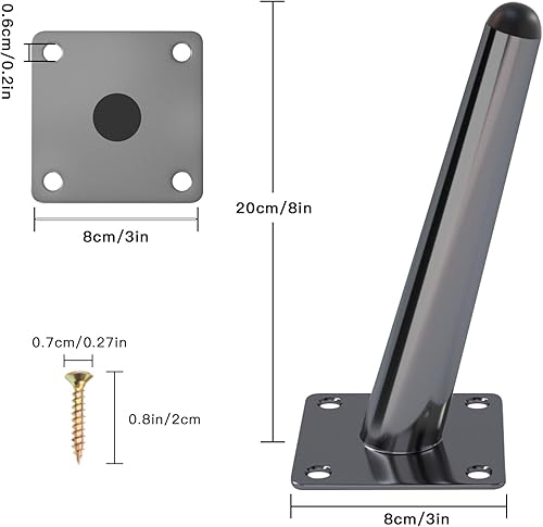 Miniatura 4 de Juego de 4 patas oblicuas para muebles de 8 pulgadas, patas de metal cónicas oblicuas, estilo de mediados de siglo, patas inclinadas de repuesto