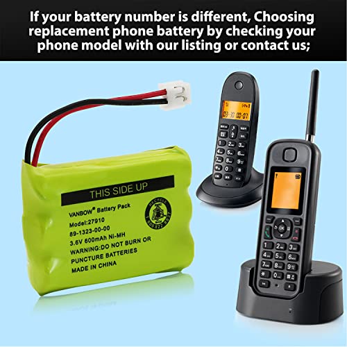 Vanbow 27910 Cordless Phone Battery For Motorola Sd-7501 Md7161 At&T 27910 89-1323-00-00 E1112 E2801 Tl72108 Vtech I6725 Radioshack 23-959 Ni-Mh 3.6V (Pack 2) #TOP5