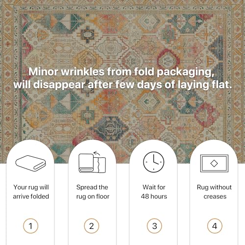 BEIMO Rugs 160x230cm Living Room Large Green Rug Washable Carpet for Bedroom Machine Non-Slip Carpet Boho Vintage, Orange - Image 4