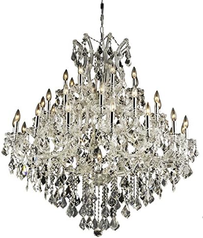 Elegant Lighting Theresa Collection 37-Light Large Hanging Fixture Royal Cut Crystal with Chrome Finish