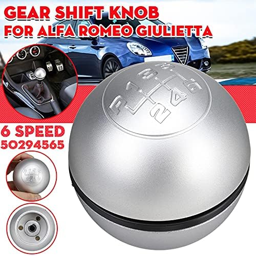 Miniatura 2 de Perilla de palanca de cambios manual para coche de 6 velocidades, palanca de cambios, bola de mano para Alfa Romeo Giulietta 2010-On (plata)