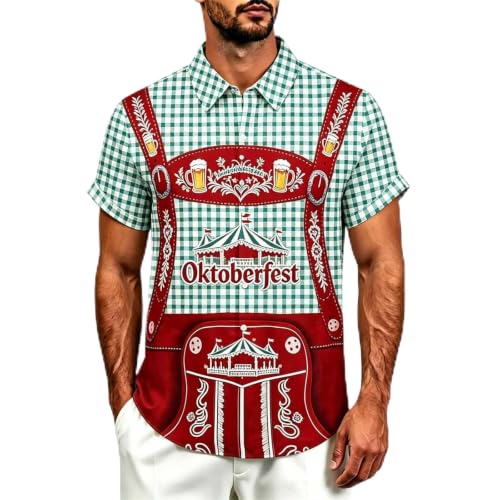 Camisa a cuadros para hombre Oktoberfest de corte ajustado en tejido transpirable