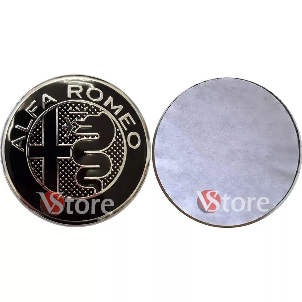 Logo per Volante Sterzo FREGIO Stemma Compatibile con Alfa Romeo Nero Black 40mm