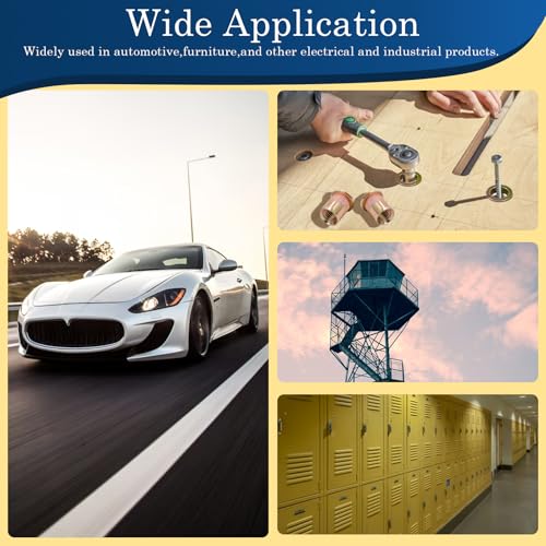 Image of 3 /8''-16 UNC Rivet Nut, 50Pcs Zinc Plated Finish Carbon Steel Flat Head Threaded Insert Nutsert Kit