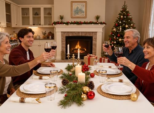 Nervure 175PCS White and Gold Plastic Plates - Disposable Dinnerware Set Include 50 Gold Plates for Dinner and Dessert, 75 Cutlery, 25Cups 25Napkins for Wedding & Party & Thanksgiving - Image 7