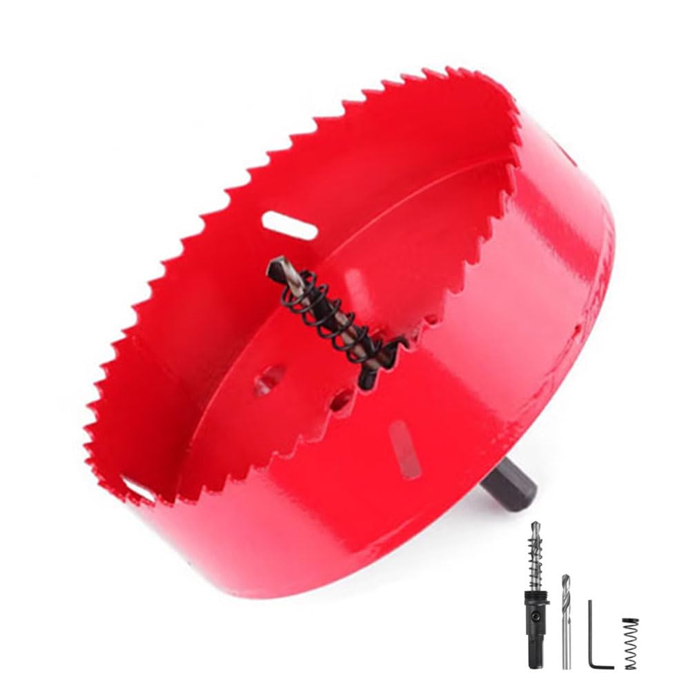 6" Hole Saw -152mm HSS Bi-Metal Hole Cutter for Different Project with Smooth and Flat Drilling Edge, Fast Chip Removal, Handy Hole Saw Kit Set for