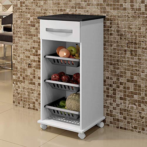 Fruteira 3 Cestos 1 Gaveta Curitiba Arte Móveis Preto/Branco