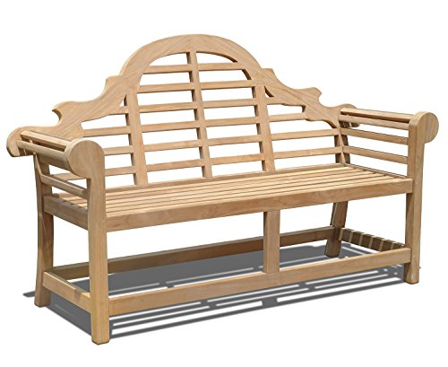 Jati 1.65m Lutyens-Style Teak Garden Bench - Grade-A Teak | 3-Seater | Lattice Backrest | Scrolled Arms | Delivered Ready-Assembled