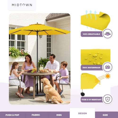 Image of Midtown Umbrellas Push and Pop - 10 Ft Patio Umbrella, Sunflower Canopy