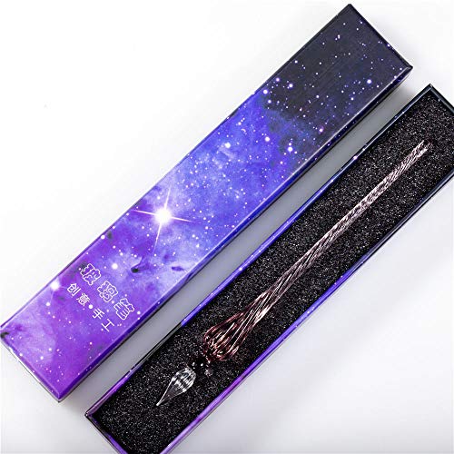 Molshine Handmade Glass Dip Pen Crystal Calligraphy Pen Signature Dipped Pen For Artist Women Men Teens,Writing Drawing Decoration Gifts (Light Purple) #TOP6