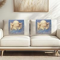 Binienty Headrest Covers for Recliner Chair with Kawaii Sheep Print, Soft Cozy Sofa Slipcover Chair Head Cover Furniture Protector for Indoor Decor, 2Pcs