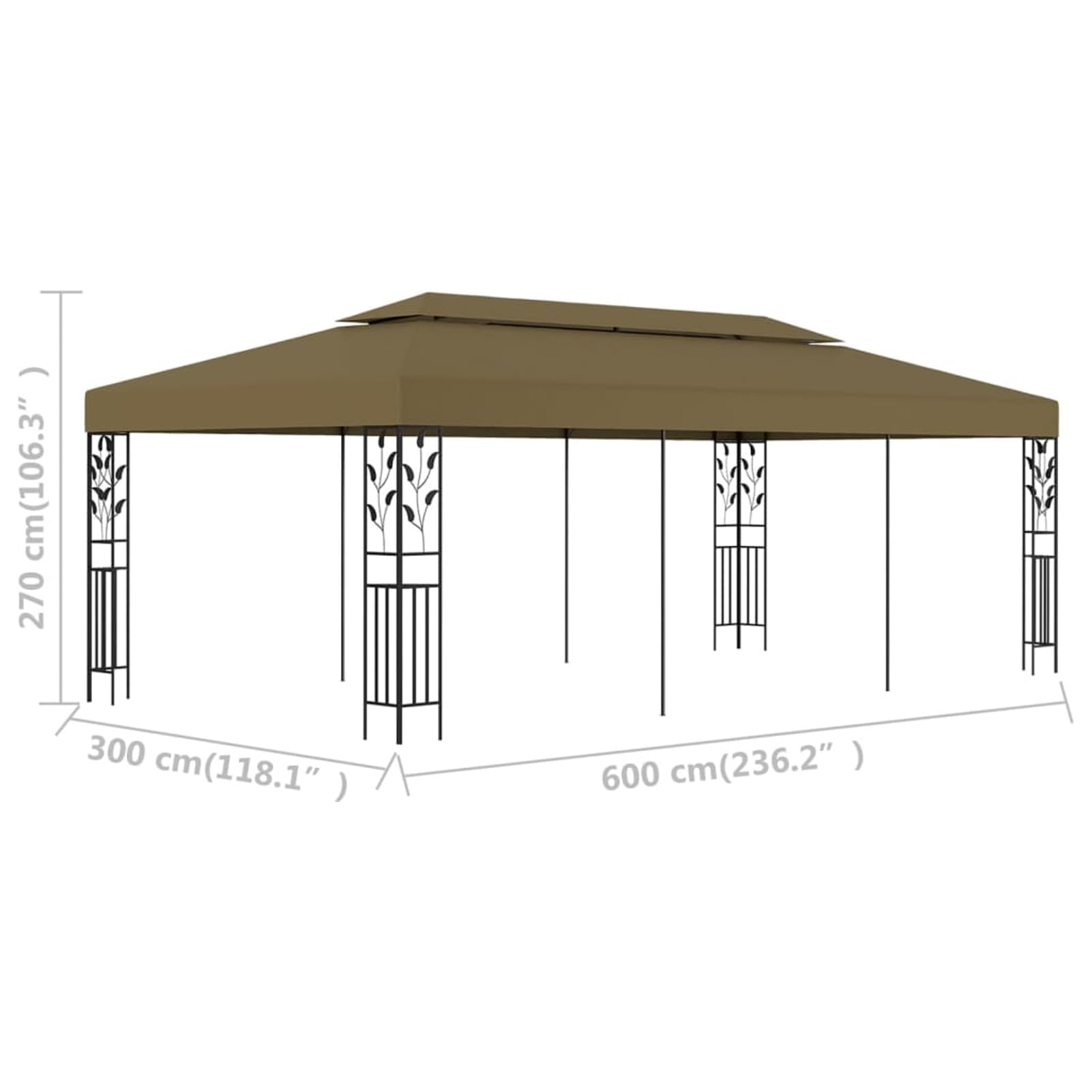 Homgoday Altana 6 x 3 m Szara Kreta 180 g/m², Meble Składane altany Ogrodowe, Zewnętrzna altana do ogrodu, na balkon, taras