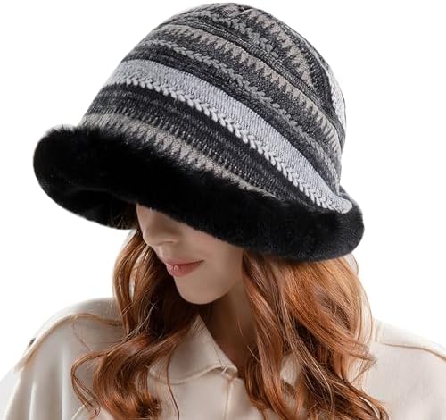 Bob Hiver Homme AYPOW Bob Chapeau De Pêcheur En Peluche Femme, Chapeau Hiver Chaud Chapeaux De Seau En Fausse Fourrure Hiver, Bonnet D'hiver Tendance Pour Femmes Bob Femme Hiver