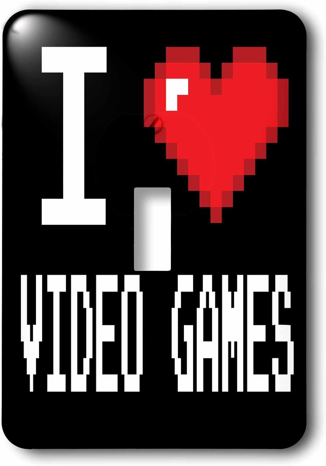 3dRose lsp_118950_1 Geeky Old School Pixelated Pixels 8-Bit I Heart I Love Video Games Light Switch Cover