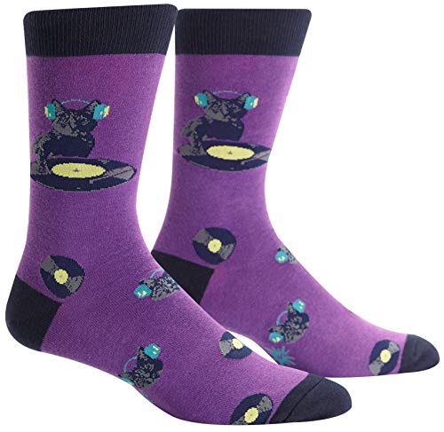 Sock It To Me Cat Scratch Mens Crew Socks,Purple,One Size