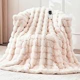 Heated Blanket Throw 50''x60'', Fast Heating Electric Blanket Ultra-Soft Faux Rabbit Fur with 5 Heat Levels & 5H Auto Shut-Off, Overheat Protection, Machine Washable