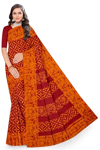 Image of TAMAIRA FASHION Mulmul Pure Cotton Saree For Woman Batik Printed |Office Wear Daily Wear Sarees For Women Without Blouse Piece(Available in 10 Colours)