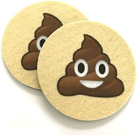 Pile of Poo Emoji Car coasters for your cars cup holder - Set of two super absorbent Car Coasters - Smiling Poop Emoji