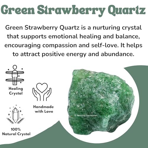 Image of Amazing Gemstone Green Strawberry Quartz Raw Crystals and Healing Stones, Natural Rocks for Tumbling - DIY Raw Stones and Crystals (2 Pieces)