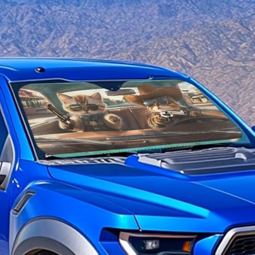 Image of Fashion Cat Car Windshield Sun Shade Foldable Automotive Interior Accessories for Protection Auto Sun Heat and UV Rays Blocker Fit Car Front Window for Trucks SUV Van