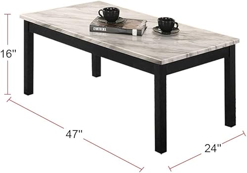 Miniatura 5 de Simple Relax Mesa de centro de 3 piezas con tapa de mármol sintético en blanco