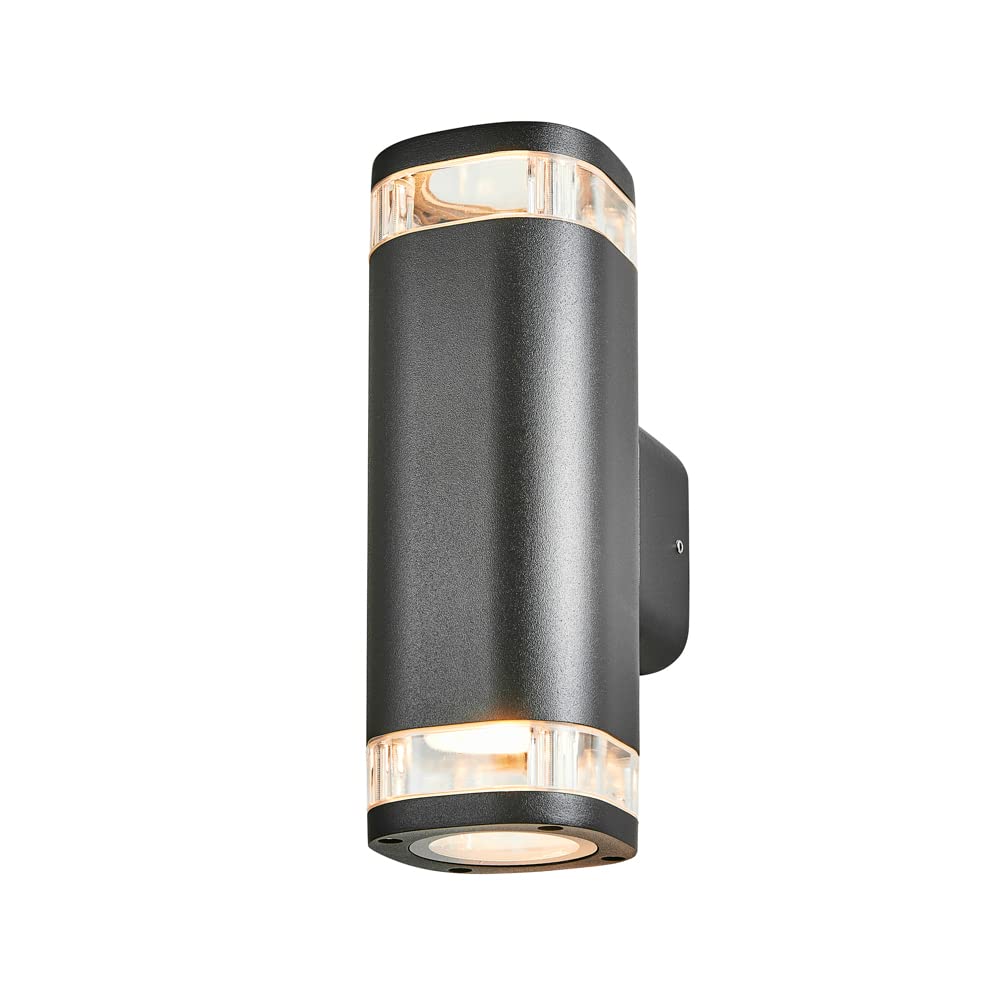Litecraft Ovat Up & Down Outdoor IP54 Rated Garden Wall Light - Black