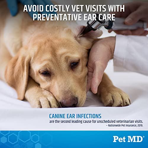 Pet MD Cat and Dog Ear Cleaner Wipes - Advanced Otic Veterinary Ear Cleaner Formula - Dog Ear Infection Treatment - 100 Count