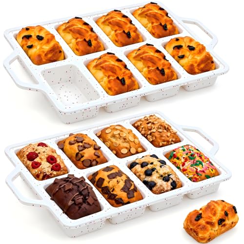 Vinino 2 Pack Mini Silicone Loaf Pans with Metal...