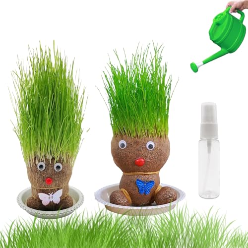 2pcs Planta De Muñeca Con Cabeza De Hierba En Crecimiento, Maceta De Cabeza De Muñeca, Planta Cabeza Hierba Que Crece En Macetas Bonsai Mini, Bonsái De Muñeca Con Cabeza De Hierba Con Bandeja M2 2pcs Planta De Muñeca Con Cabeza De Hierba En Crecimiento, Maceta De Cabeza De Muñeca, Planta Cabeza Hierba Que Crece En Macetas Bonsai Mini, Bonsái De Muñeca Con Cabeza De Hierba Con Bandeja M2