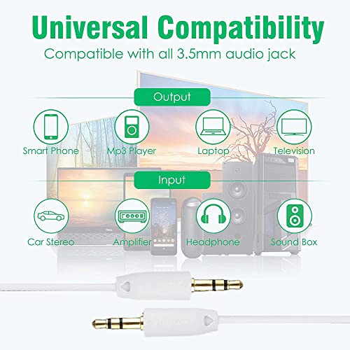 Image of MX Metallic 3.5 mm Male‑to‑Male Aux Audio Cable - Gold‑Plated Universal Aux Cable for Smartphone, Car Stereo, Headphones - Shielded, Tangle‑Free Heavy‑Duty Auxiliary Lead