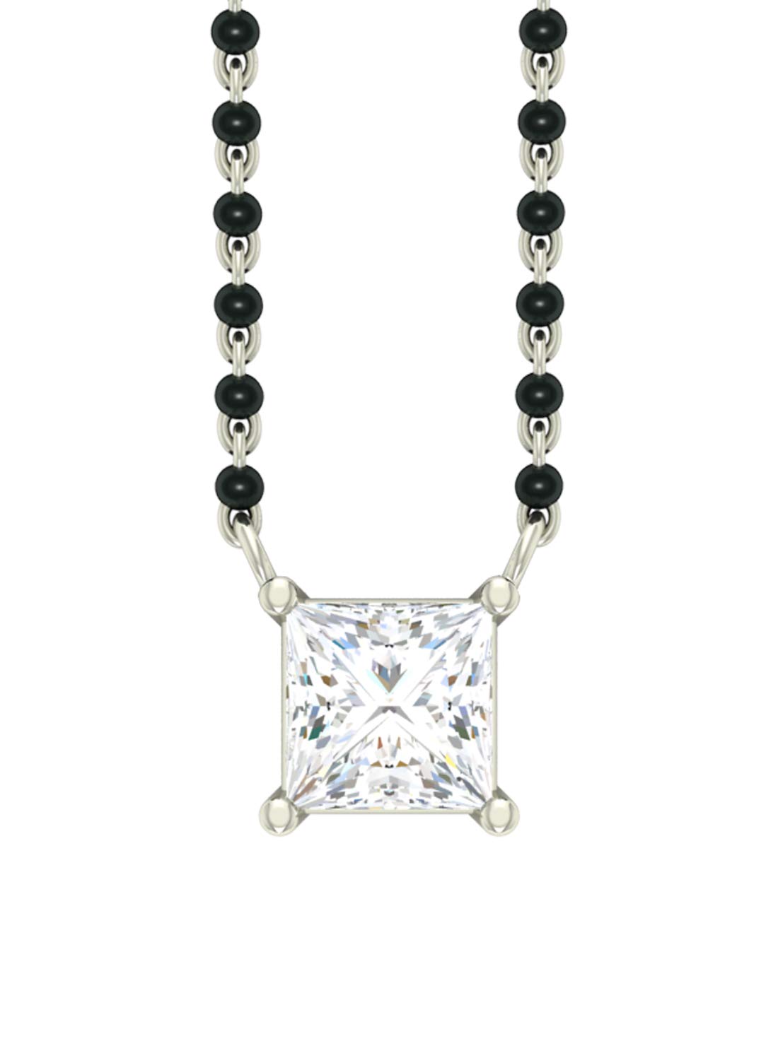 clara 925 Sterling Silver Square Mangalsutra Earring Chain Jewellery Set | Platinum Plated, Swiss Zirconia | Gift for Wife-picture-19
