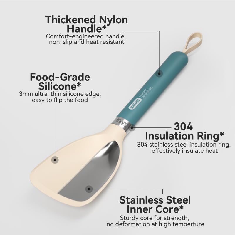 Miniatura 3 de Espátula pequeña de silicona para cocinar girador flexible con núcleo interior sólido y mango de nailon resistente al calor, espátula ideal para