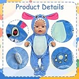 Baby Doll Clothes for 14-18 inch Baby Dolls, Doll Clothes 35-45 cm with Blue Cartoon Alien Dog Overalls Hanger, Compatible with 43cm New Born Baby Doll Outfits, Doll Accessories Gifts for Girls Boys - Image 3