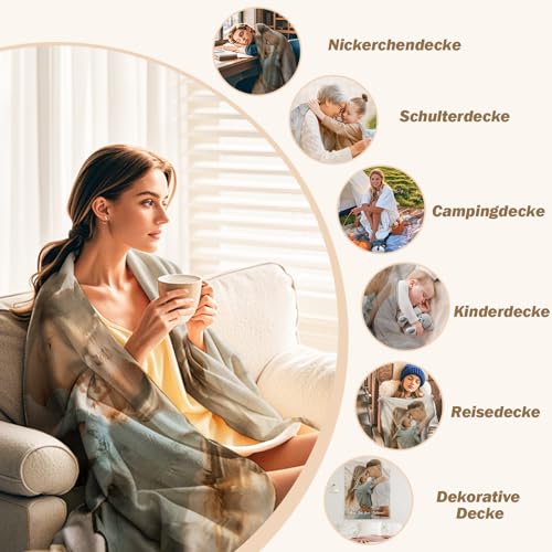 iDIY Personalisierte Decke mit Foto und Text – Fotodecke Selbst Gestalten – Personalisierte Geschenke für Familie, Paare, Muttertag und Vatertag - Foto Geschenk - 1 Foto