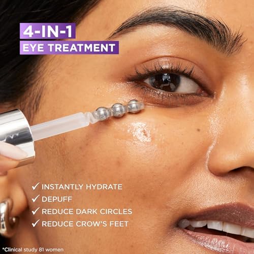 L'Oreal Paris Revitalift Hyaluronic Acid + Caffeine Hydrating Eye Serum for Dark Circles, Fragrance Free .67 fl. oz + Moisturizer Sample - Image 3