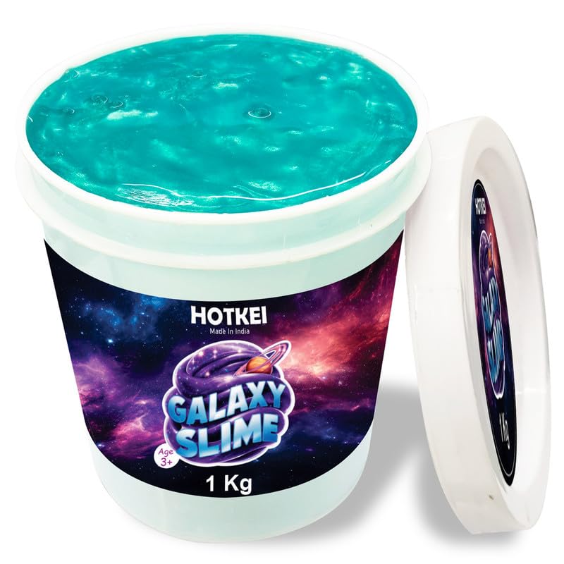 HOTKEI (1 Kg) Green Galaxy Slime for Kids DIY Fruit Scented Metallic Magic Toy Slimy Slime Gel Jelly Putty Art Toys Birthday Gift Box for Boys Girls 3 to 10 Years