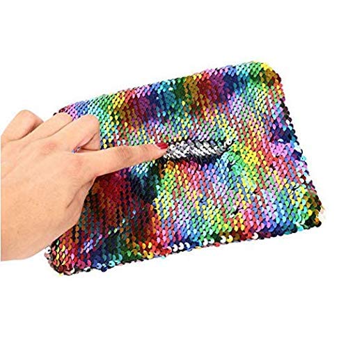 Amandaus 1 Pcs Cosmetic Bag Magic Glitter Pencil Case Reversible Sequin Makeup Pouch for Girls Women