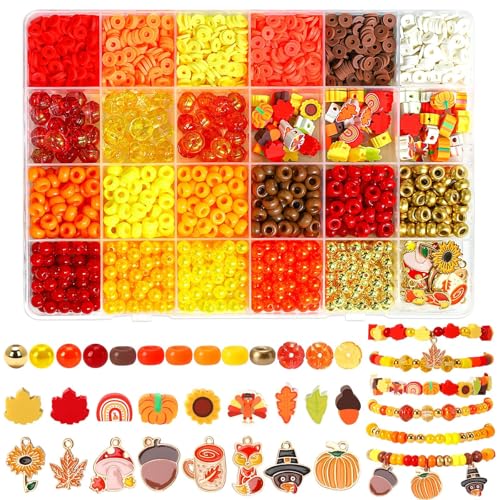 UPINS Fall Bracelet Making Beads Kit for Thanksgiving Jewelry DIY