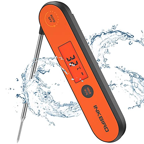 INKBIRD Thermomètre à viande numérique Thermome de cuisson étanche avec rétroéclairage à aimant d'étalonnage rechargeable,IHT-1P Thermomètre rapide avec sonde pliante pour griller le frittage profond BBQ Lait