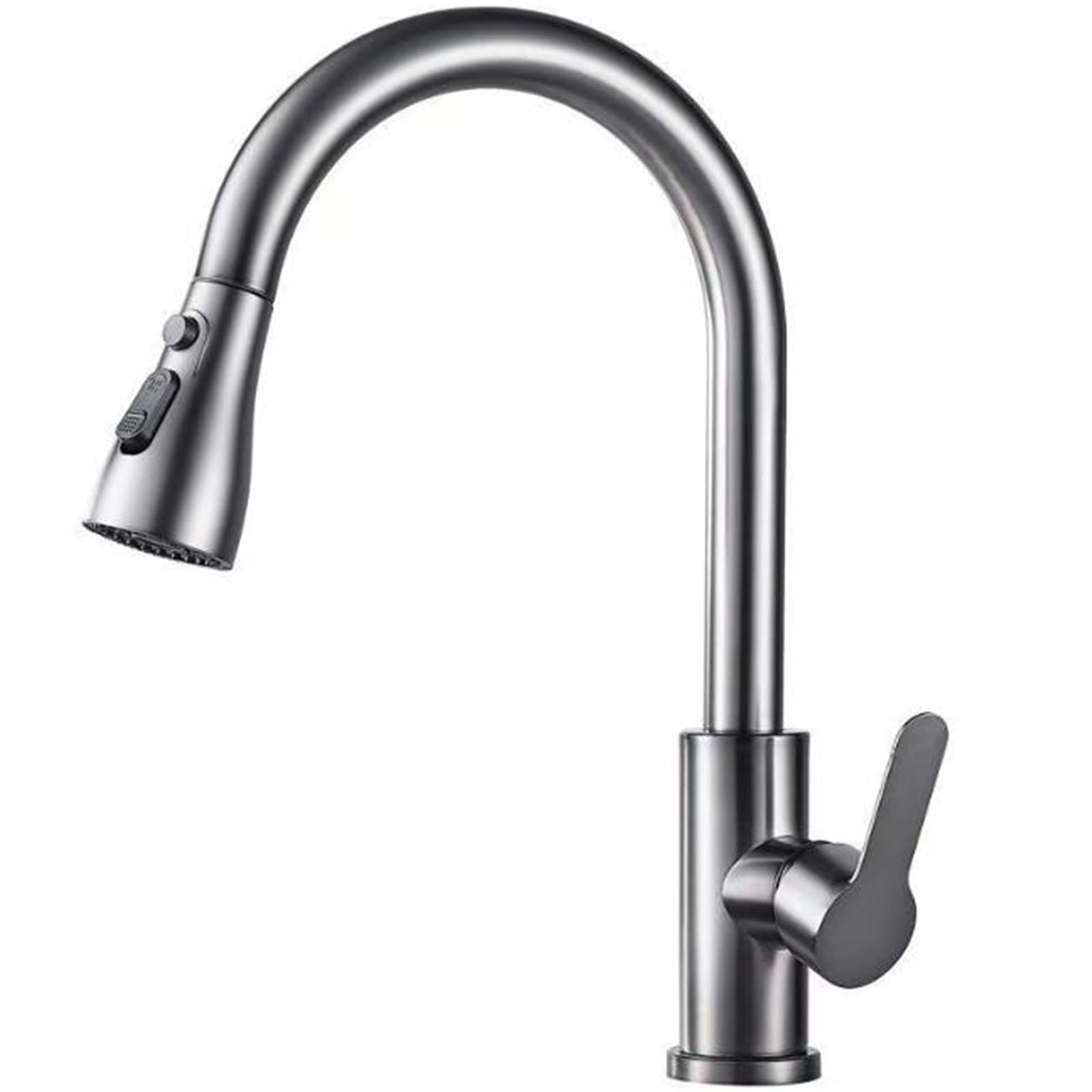 ZYCHSJXA Brushed Nickel Pull Out Kitchen Faucet, 3-Mode Swivel Sink Mixer Tap with Down Sprayer, 304 Stainless Steel, Perfect for Modern Kitchens