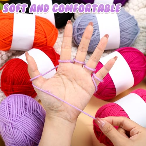 Image of Coume 36 Skeins Polyester Yarn for Crocheting Bulk, 50 g Each, 18 Colors