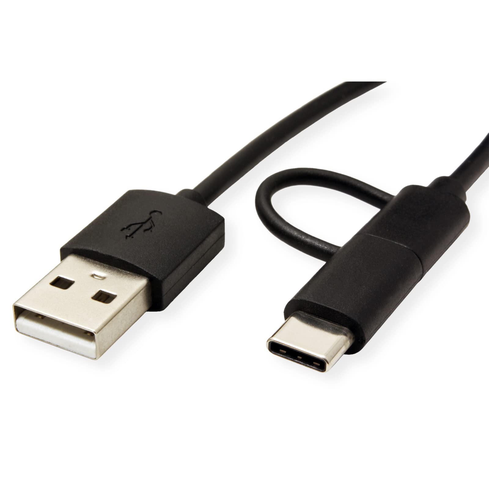 Cavo Di Ricarica USB 2.0 Tipo A - Micro B Maschio-Maschio - Roline - Lunghezza Standard, Colore Nero