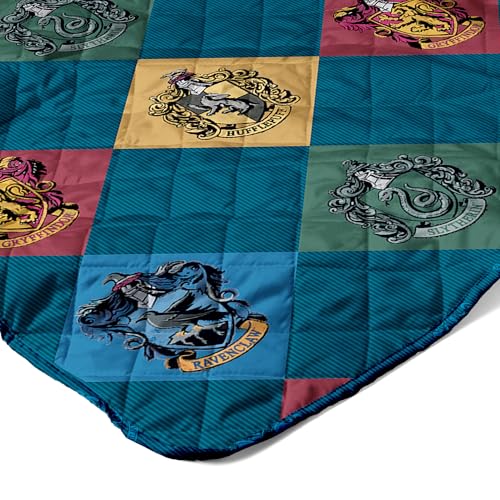 Image of Warner Bros Harry Potter House Crest Sampler Quilted Throw Blanket, Wizarding World Design, Adults Boys Girls, Soft Lightweight Bedding for Bed, or Couch, 60 x 80 inches