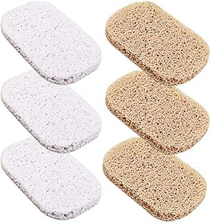 6 PCS Soap Saver, Soap Lift Eco-Friendly Soap Holder Recyclable Non Slip Soap Dish Pad Natural White Soap Press Loofah Soap Rest Travel Soap Tin Soap Drainer for Bathroom Kitchen Shower Old Soap
