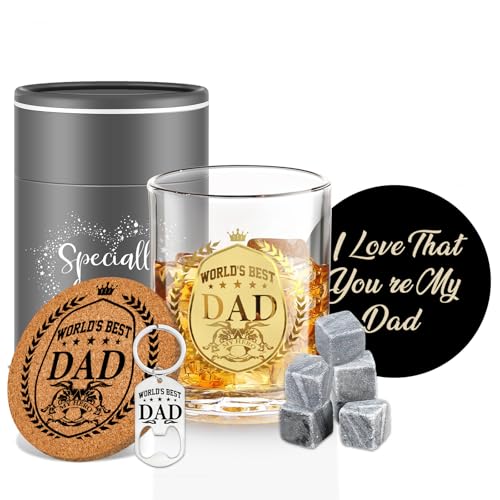 Yalucky Presentes de aniversário para o pai, copo de uísque personalizado para homens, presentes de aniversário de Natal para pai de filha e filho, presentes para o pai, copo de vinho, presente do dia