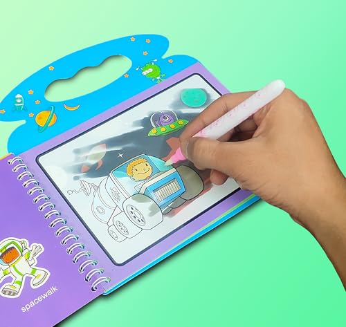 Image of VGRASSP Pack of 6 Magic Water Coloring Book Toy for Kids - Reusable Quick Dry Doodle Book - Birthday Return Gift for Boys and Girls - Color and Design As Per Stock