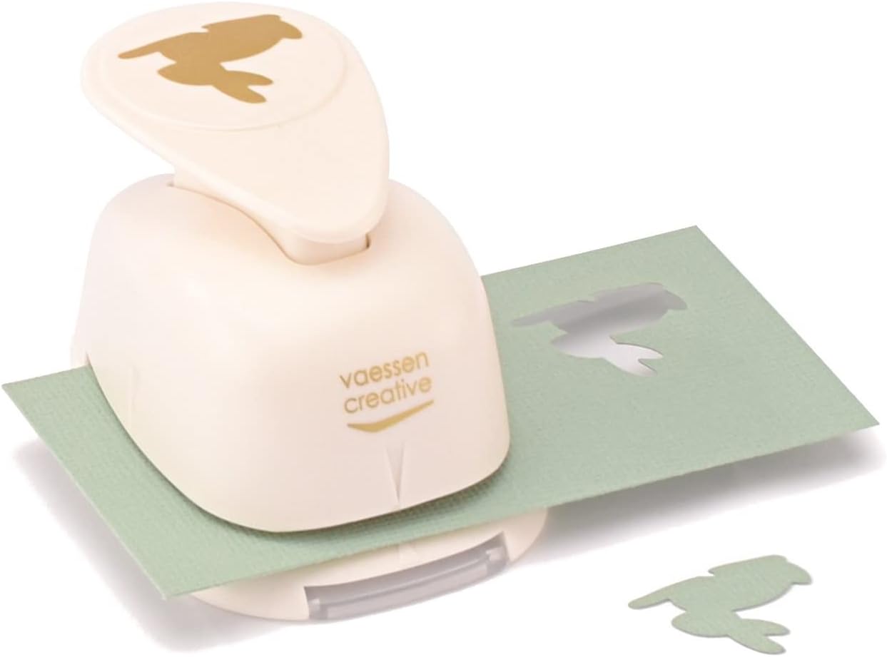 Vaessen Creative Craft Paper Punch - Easter - 5 Pcs - Various Sizes - Circle Cutter for Crafting and Card Making - Rabbit, Egg, Leaf, Little Chick, Butterfly