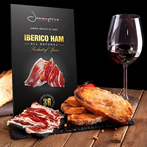 Iberico Ham (Shoulder) Grass-Fed Bone In 9.5-11Lb + Ham Stand + Knife & Spanish Iberico Ham Sliced (4Oz) - Cured Spanish Jamon With No Nitrates Or Nitrites All Natural - Gmo & Gluten Free #TOP6