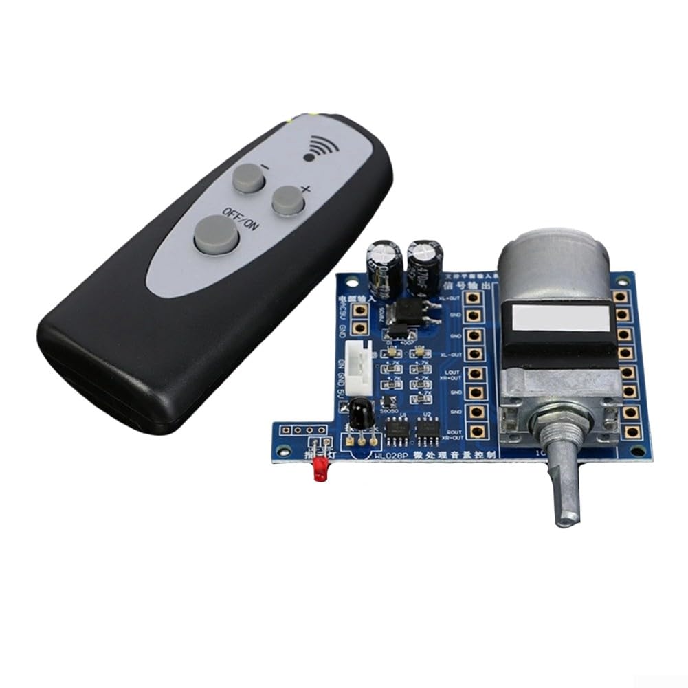 FACAIIO Panneau de contrôle du volume en ABS avec télécommande, module de potentiomètre préamplificateur compatible avec les systèmes audio DIY (100 K)